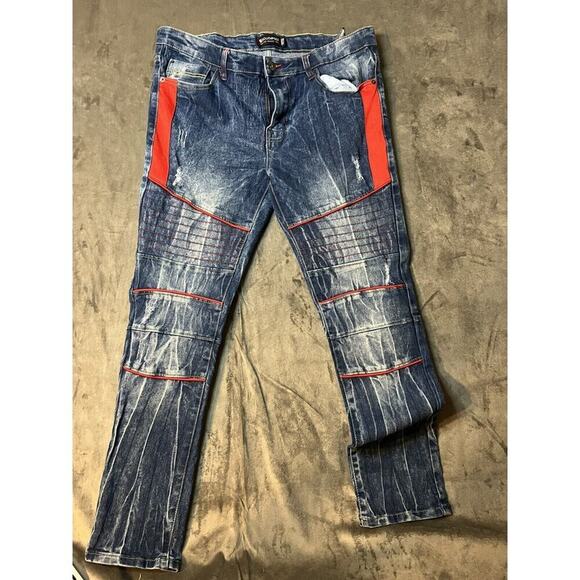 Southpole Men's Skinny Jeans 36x32‎ Distressed Unique Hip Hop - Picture 1 of 7